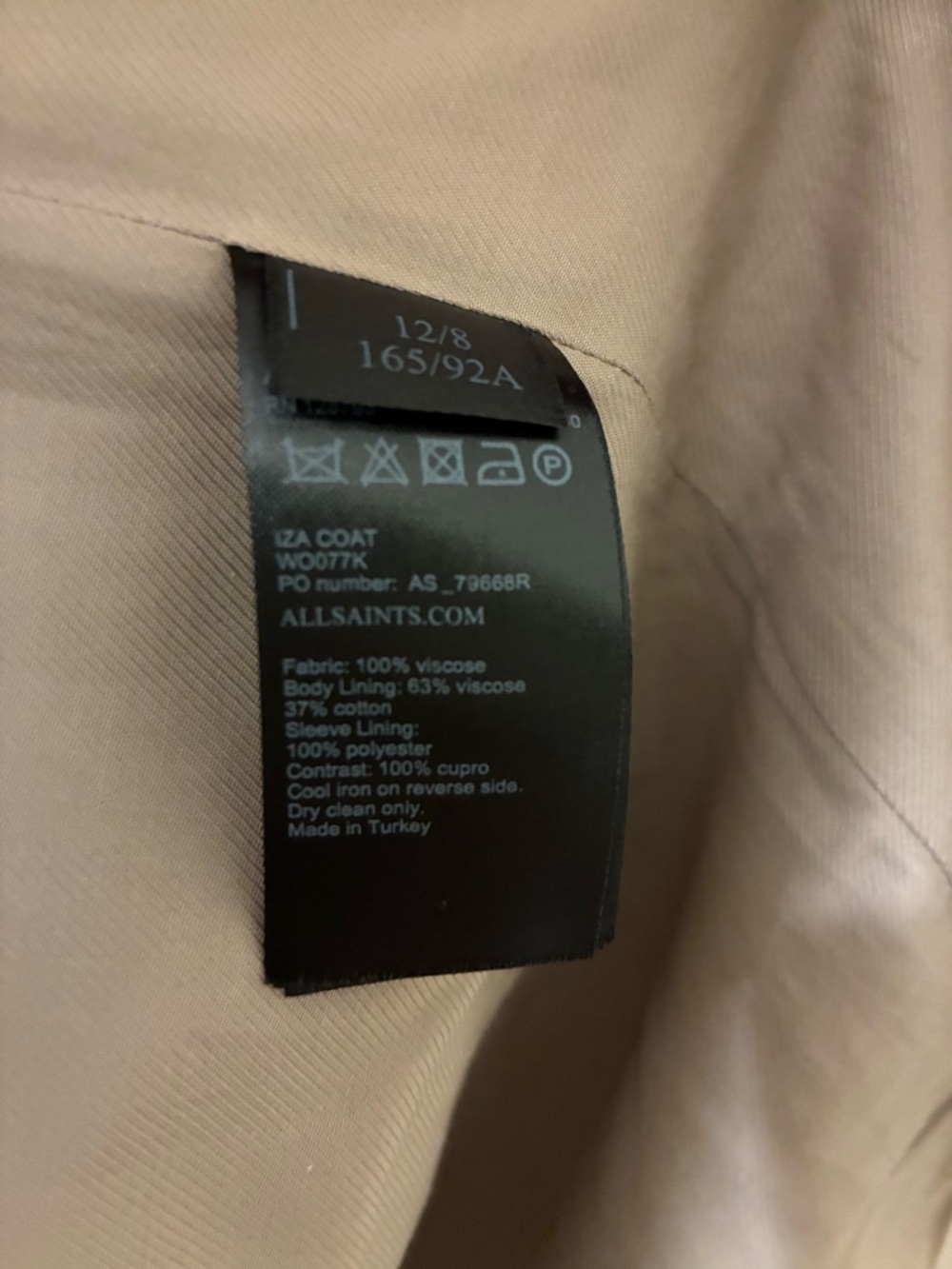 NWT AllSaints Iza Light Sand Drape Front Trench Coat - Women's Size 8 - Picture 12 of 13